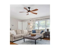 52-inch Minimalist Black 5-Blade Flush Mount with Remote Control and Led Light