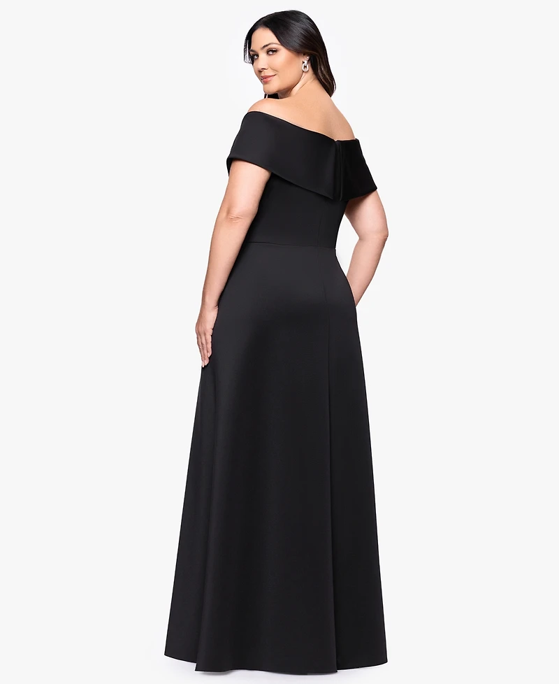 Xscape Plus Off The Shoulder Long Dress