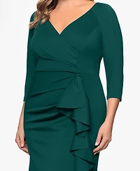 Xscape Plus V-Neck 3/4-Sleeve Dress