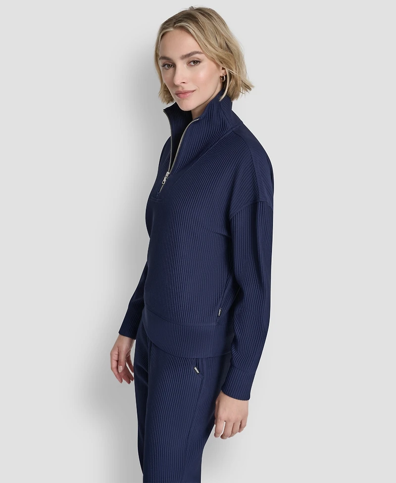 Dkny Women's Tech Ottoman Mock Neck Half-Zip Top