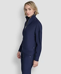 Dkny Women's Tech Ottoman Mock Neck Half-Zip Top