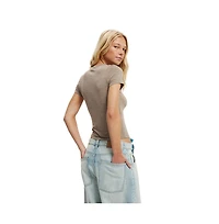 Cotton On Women's Sheer Layer Crew Short Sleeve