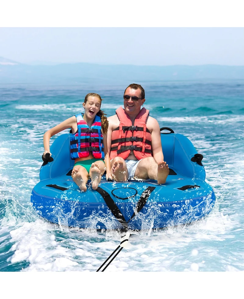 Sugift 2 Person Water Sport Inflatable Towable Tubes for Boating-Blue