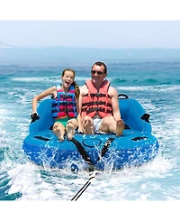 Sugift 2 Person Water Sport Inflatable Towable Tubes for Boating-Blue