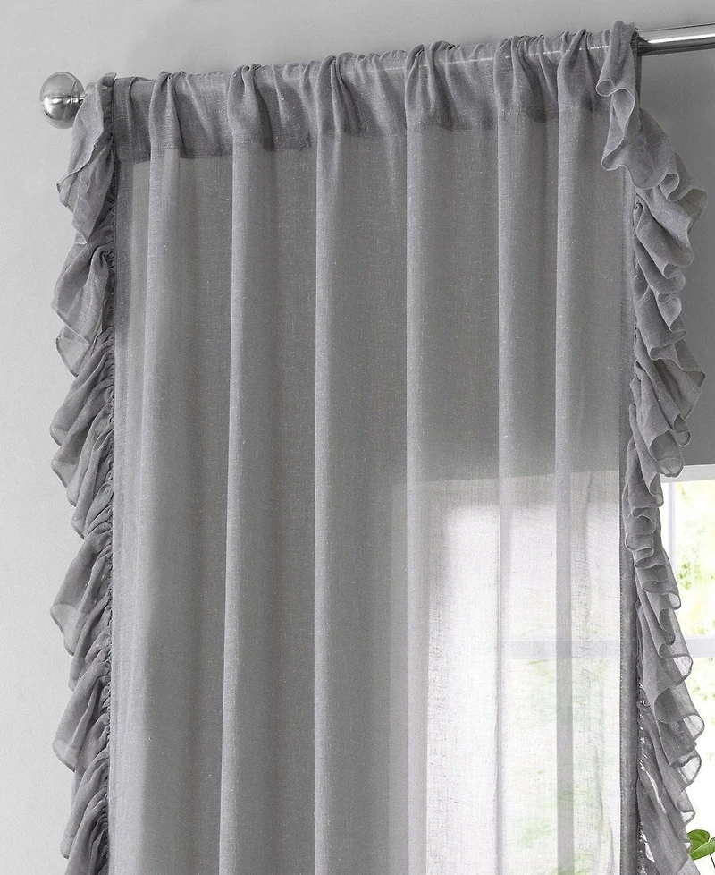 Half Price Drapes Ruffled Faux Linen Sheer Curtain