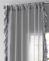 Half Price Drapes Ruffled Faux Linen Sheer Curtain