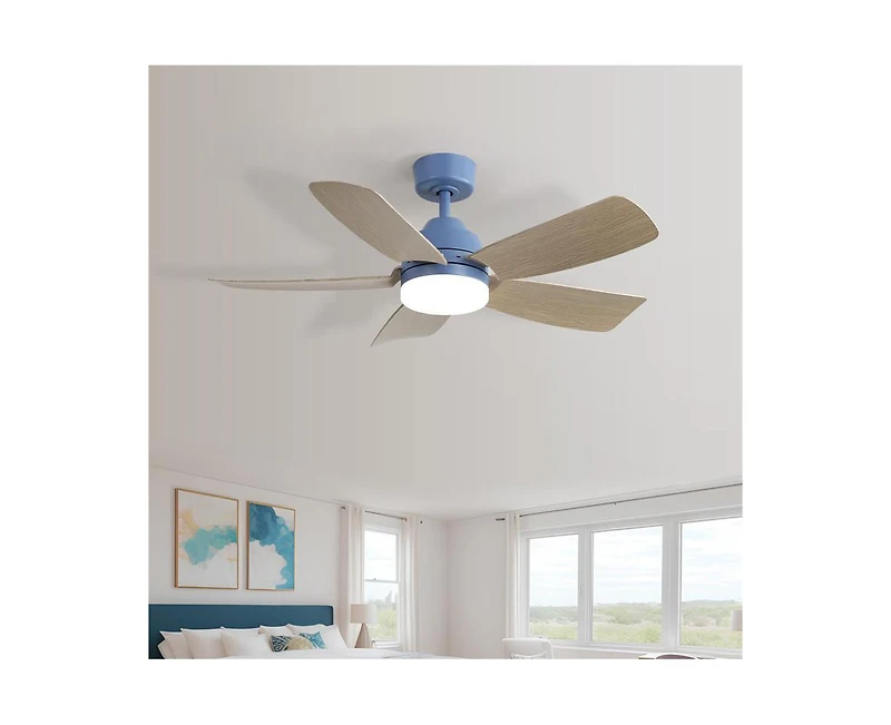 Sofucor 42″ Dark Blue Ceiling Fan, 5 Blades, 6-Speed Remote, Forward/Reverse for Bedrooms, Kitchens & Living Rooms