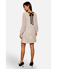 Yumi Women's Women'sSequin Tunic Dress With Tie Back