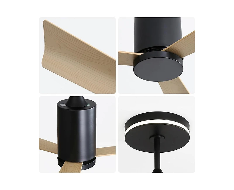 Sofucor 52-inch Modern Minimalist Black 3-Blade Ceiling Fans with Remote Control and Timing Function