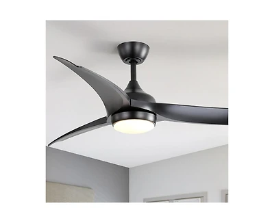 Sofucor 52-inch Modern Black Standard 3-Blade Ceiling Fan With Remote and Led Light