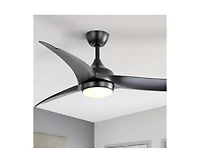Sofucor 52-inch Modern Black Standard 3-Blade Ceiling Fan With Remote and Led Light