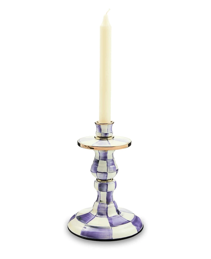 MacKenzie-Childs Violet Check Small Candlestick