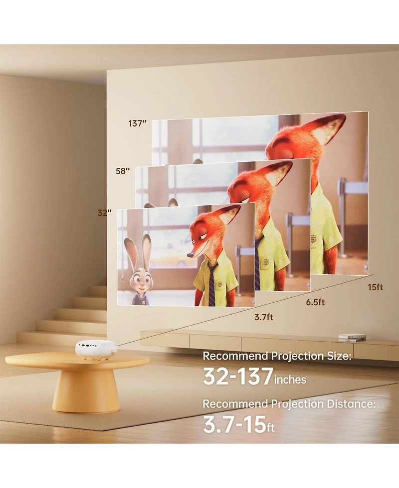 Artsea 1080P Mini Projector 9500L, Portable Hd Movie Projector for Laptop/Tv Stick/Hdmi/Usb/PS4/PS5/Smartphone
