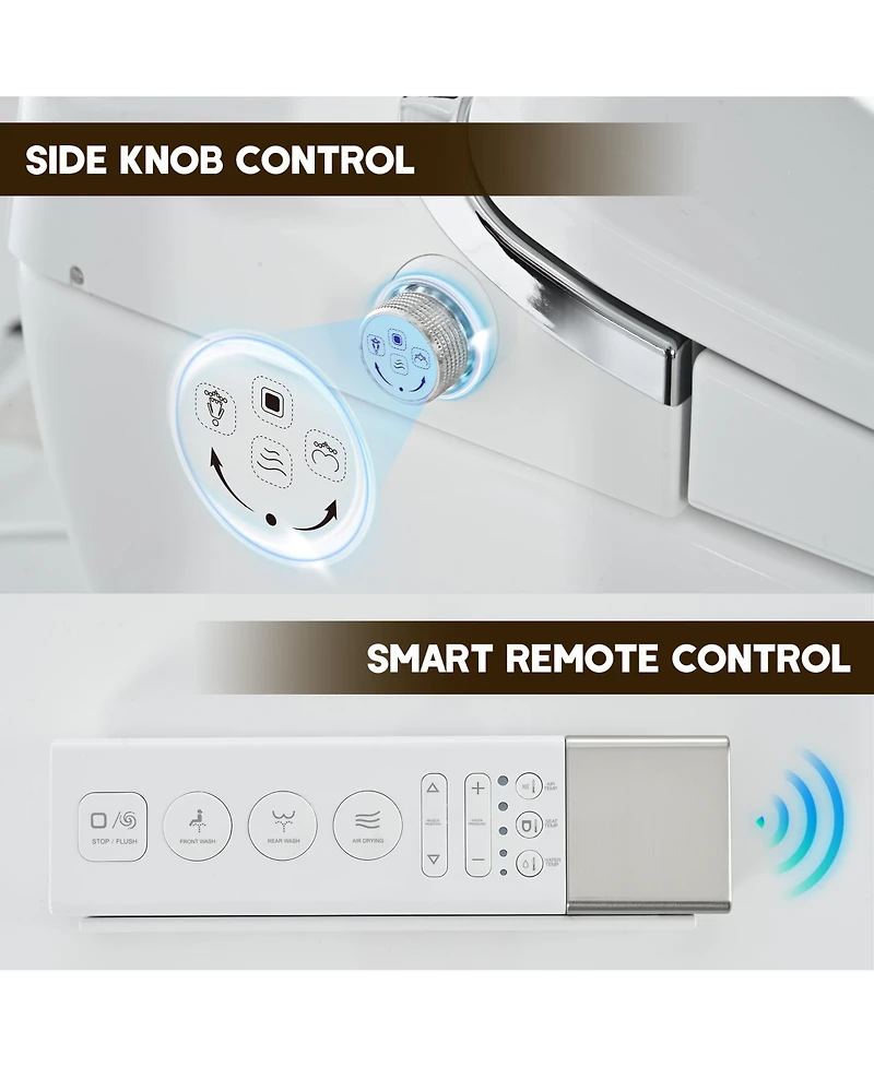 Casainc Luxury Smart Tankless Bathroom Fixture with Dryer and Warm Water,Heated Seat, Night Light, Kick/Blackout Flush