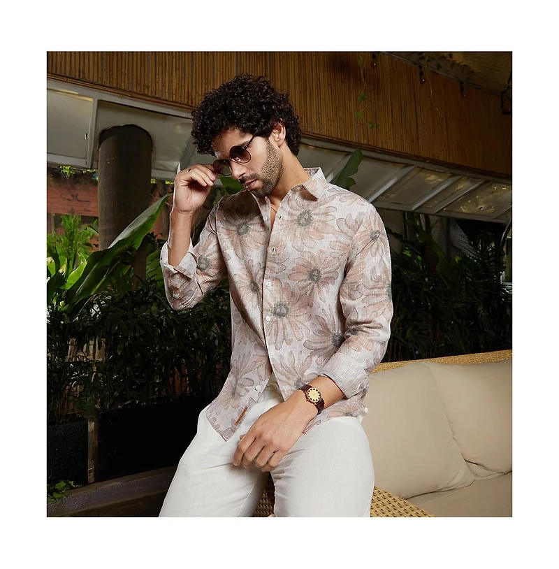 Campus Sutra Men's Chesntnut Brown Gloomy Daisy Shirt