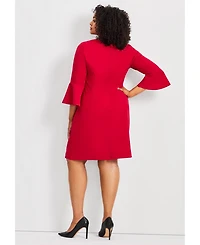 Avenue Women's Plus Cool Hand Bell Sleeve Dress