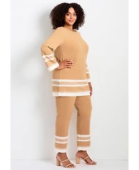 Avenue Women's Border Stripe Straight Leg Pant