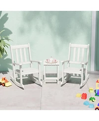 WestinTrends 3-Piece Kids Outdoor Rocking Chairs Set With Square Side Table