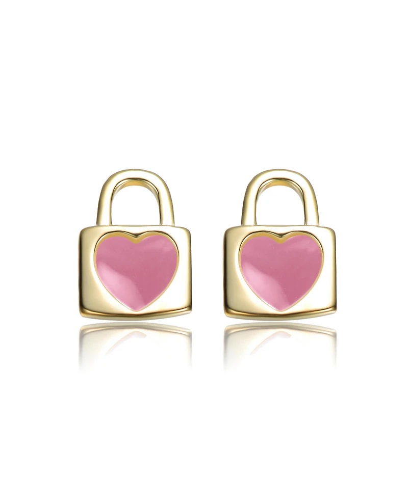 GiGiGirl 14K Gold Plated Heart-Shaped Lock Earrings For Kids