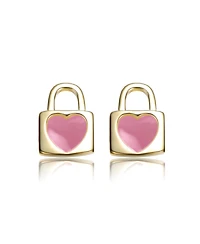 GiGiGirl 14K Gold Plated Heart-Shaped Lock Earrings For Kids