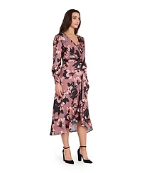 Tahari Asl Women's V-Neck Ruffle Midi Dress