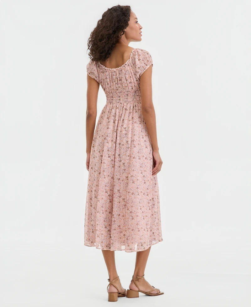 Lucky Brand Women's Smocked Floral Midi Dress