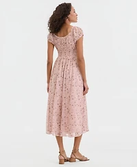 Lucky Brand Women's Smocked Floral Midi Dress