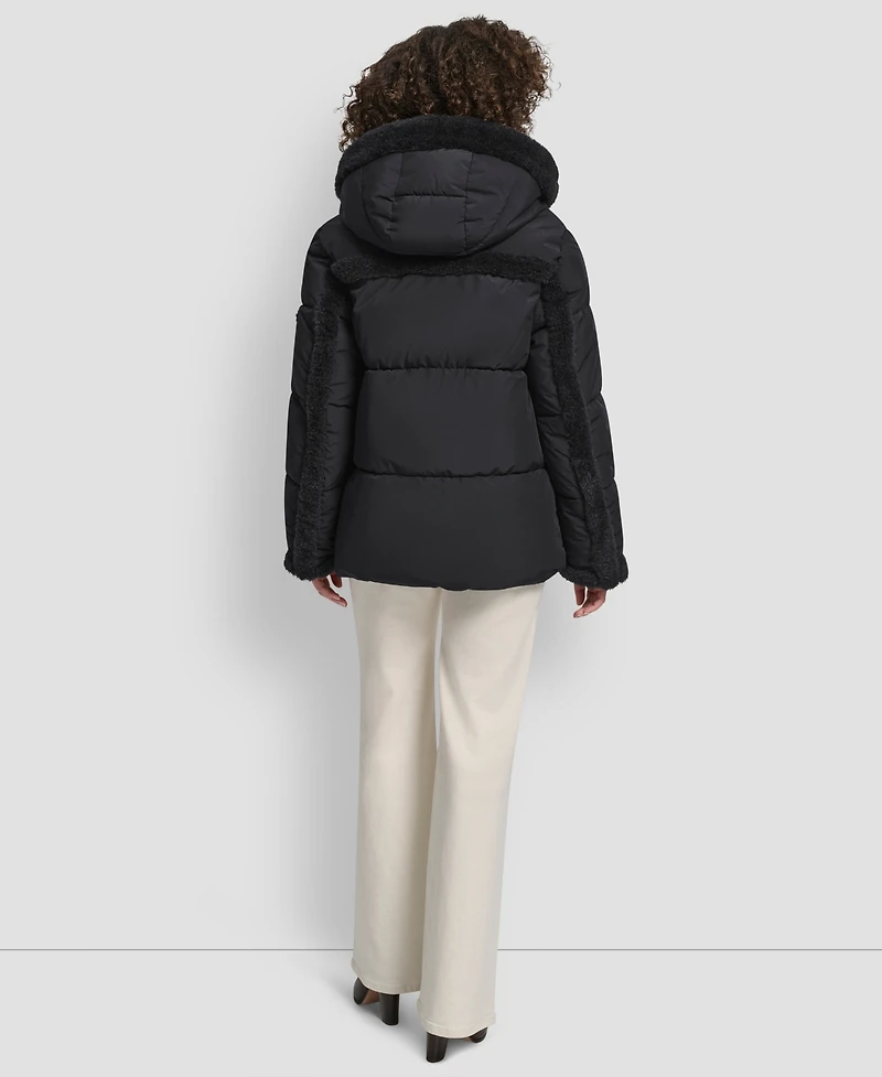 Dkny Women's Detailed Hooded Puffer Coat