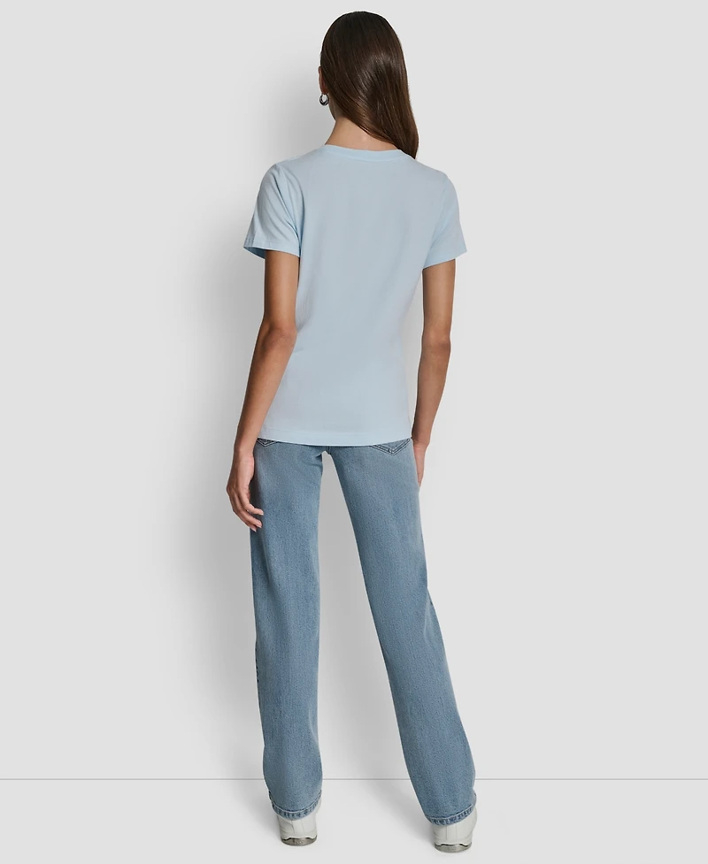 Dkny Jeans Women's Embellished Logo Detail Crewneck T-Shirt