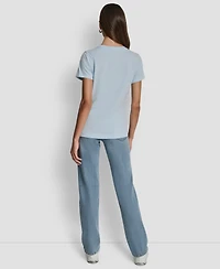 Dkny Jeans Women's Embellished Logo Detail Crewneck T-Shirt