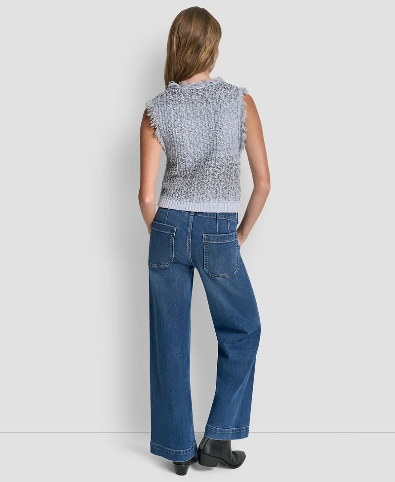 Dkny Jeans Women's Sleeveless Fringe Trimmed Sweater