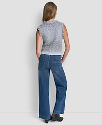 Dkny Jeans Women's Sleeveless Fringe Trimmed Sweater