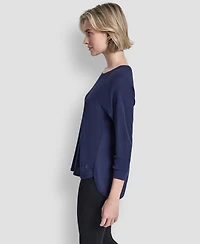 Dkny Women's Mini Slub Waffle Three-Quarter-Sleeve T-Shirt