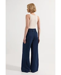 Karen Millen Women's Denim Wide Leg Trousers