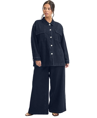 June + Vie Women's Denim Utility Jacket