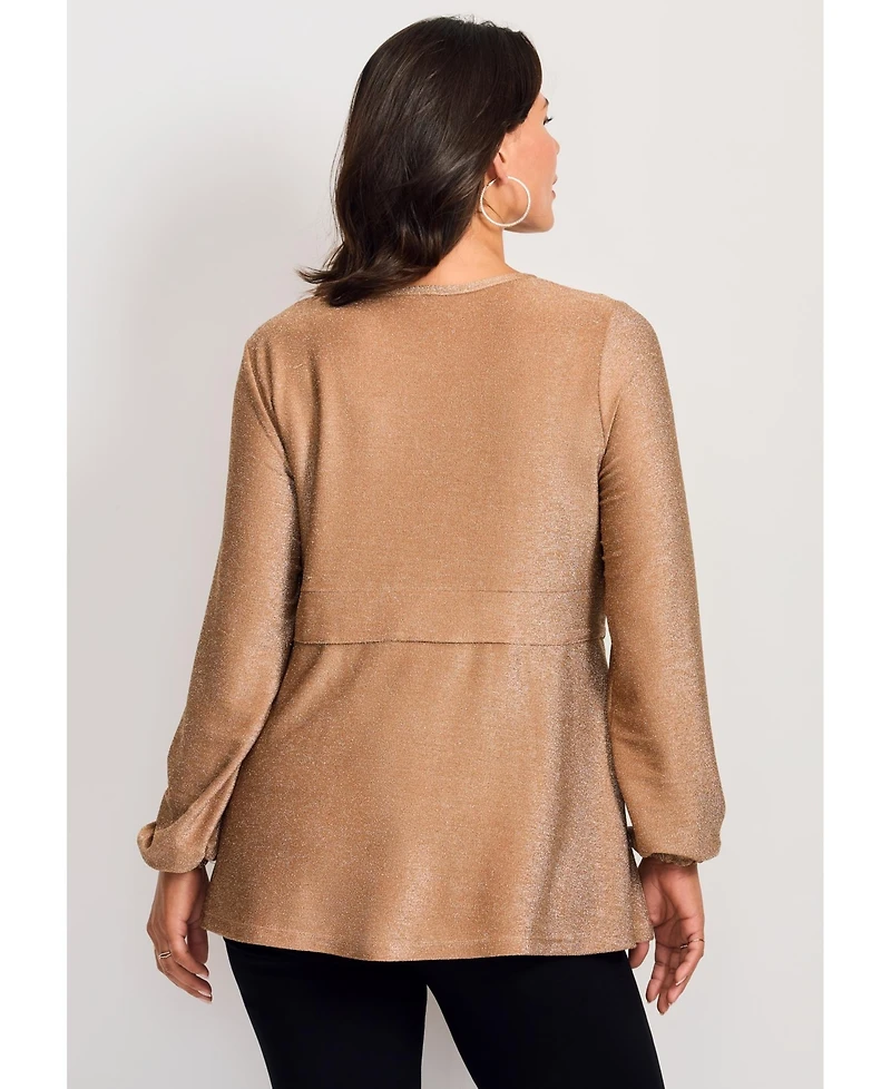 Avenue Women's Plus Peplum Shimmer Top
