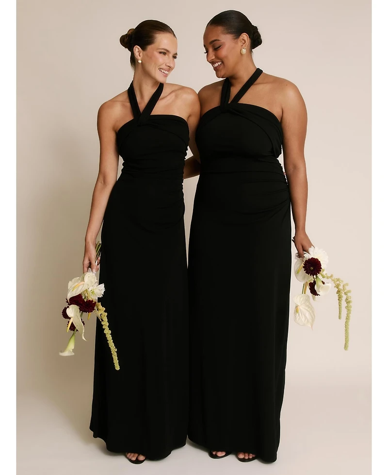 Six Stories Women's Halter Neck Stretch Bridesmaid Dress