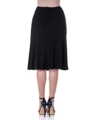 24seven Comfort Apparel Petite A Line Elastic Waist Knee Length Skirt