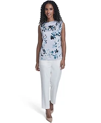Calvin Klein Women's Printed Sleeveless Charm Back Keyhole Top