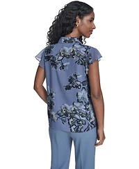 Calvin Klein Women's Printed Ruffle Front Top