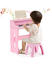 Hongge 37 Key Kids Piano Keyboard Set With Microphone Music Stand And Stool