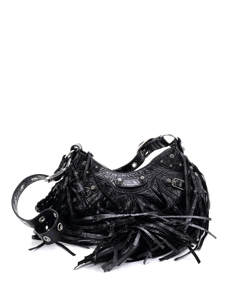 Pre-Owned Balenciaga Xs Le Cagole Giant Studs Fringe Shoulder Bag Leather