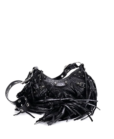 Pre-Owned Balenciaga Xs Le Cagole Giant Studs Fringe Shoulder Bag Leather
