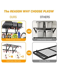 Mythinglogic Patented 250 lbs Heavy-Duty Adjustable 16–24" Garage Wall Storage Rack, Multi-Hook Organizer