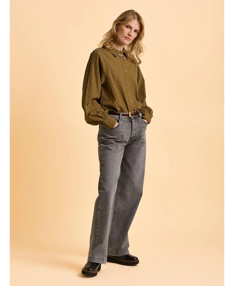 Brakeburn Women's Julia Balloon Sleeve Loose Fit Shirt