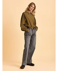 Brakeburn Women's Julia Balloon Sleeve Loose Fit Shirt