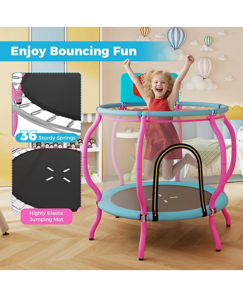 Gymax 48'' Kids Trampoline Indoor & Outdoor Pumpkin Trampoline w/Basketball Hoop