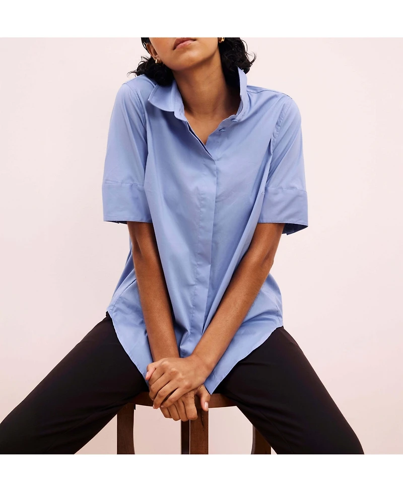 Universal Standard Women's Stretch Poplin Short Sleeve Shirt