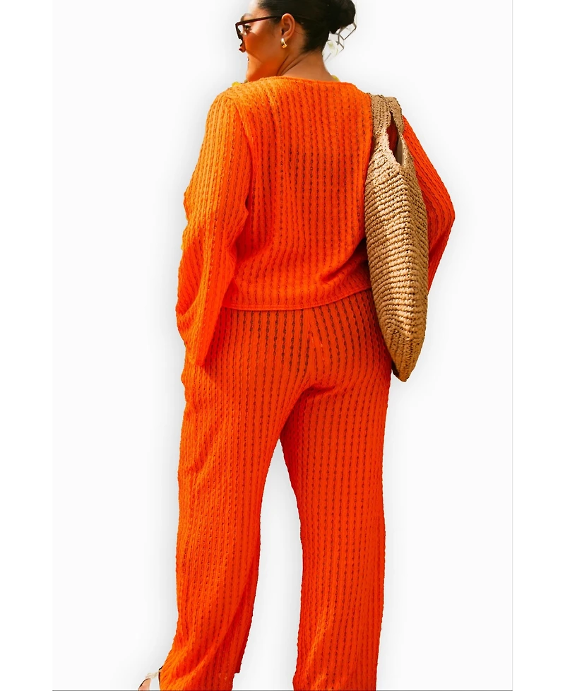 Fashion-szn Curve Women's Wide Leg Crochet Resort Pants