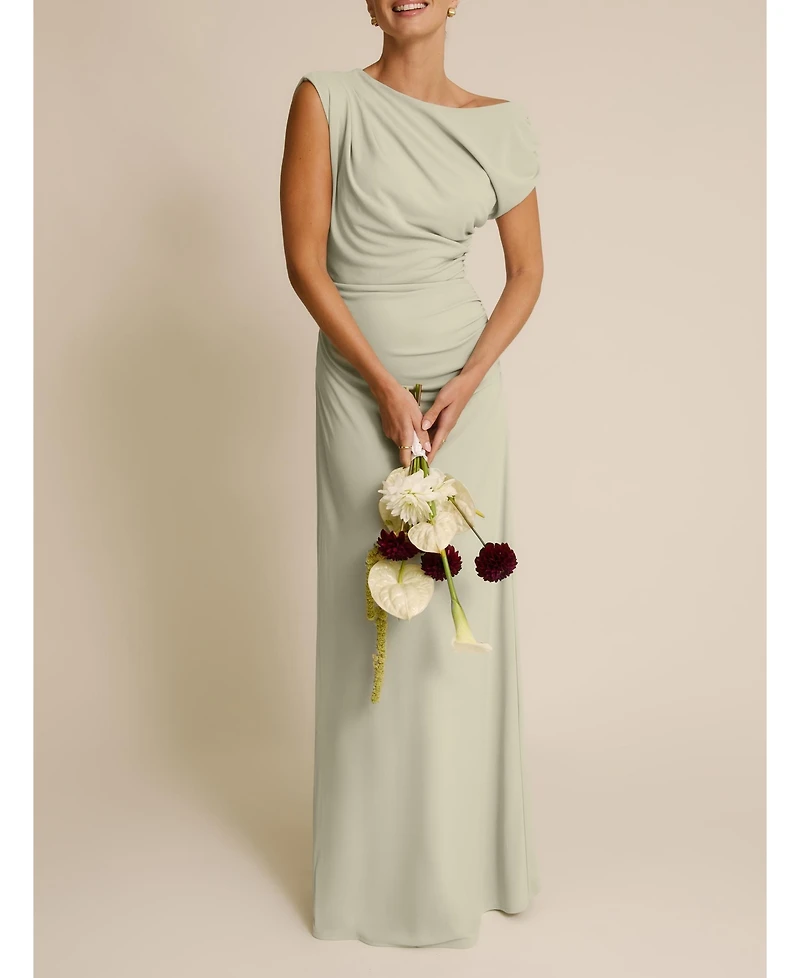 Six Stories Women's Slash Neck Draped Bridesmaid Dress
